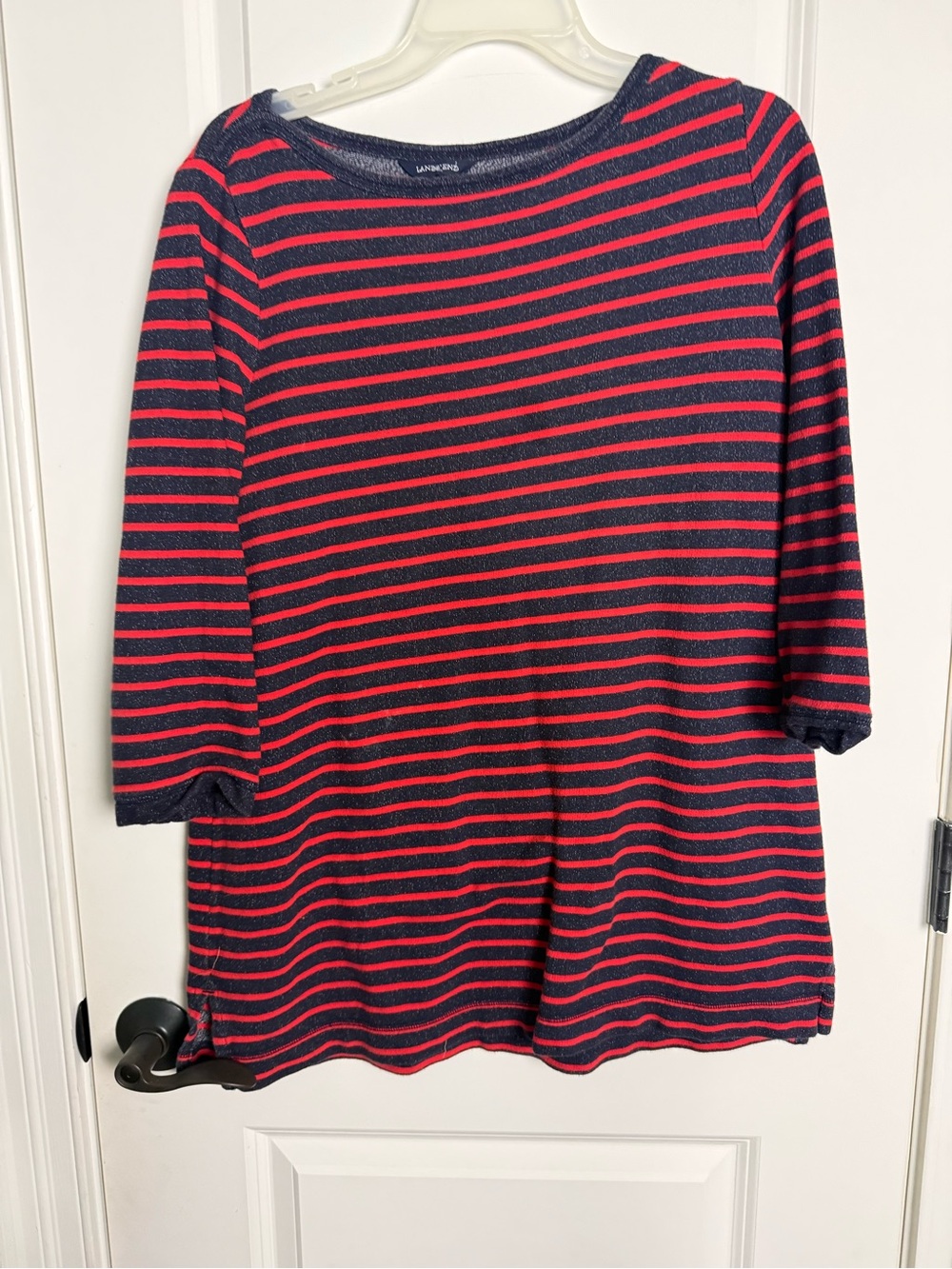 Lands' End Navy and Red Striped Knit Tunic